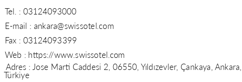 Swiss Otel Ankara telefon numaralar, faks, e-mail, posta adresi ve iletiim bilgileri